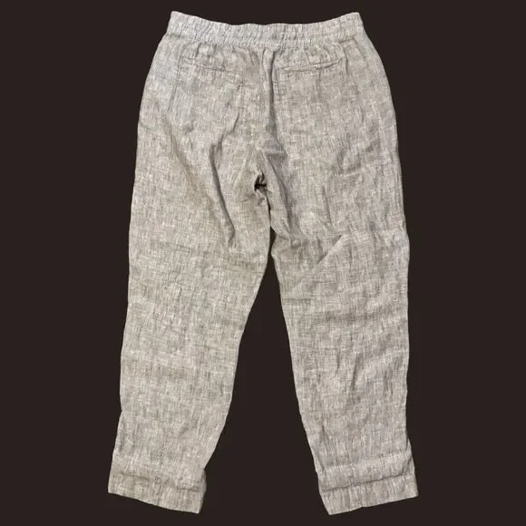 Athleta Pants Womens M Retreat Linen High Rise Ankle Pyrite Brown Lounge Beachy - Picture 4 of 13